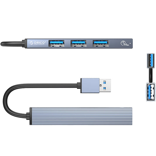 USB Hub Orico AH-A13, 1 x USB-A 3.0 - 3 x USB-A, Sivý