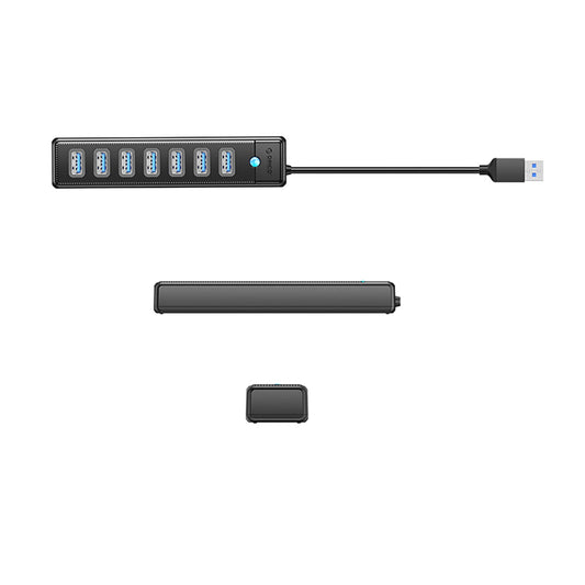 USB hub Orico PW7U-U3, 7 x USB-A 3.0 - 1 x USB-C, čierny