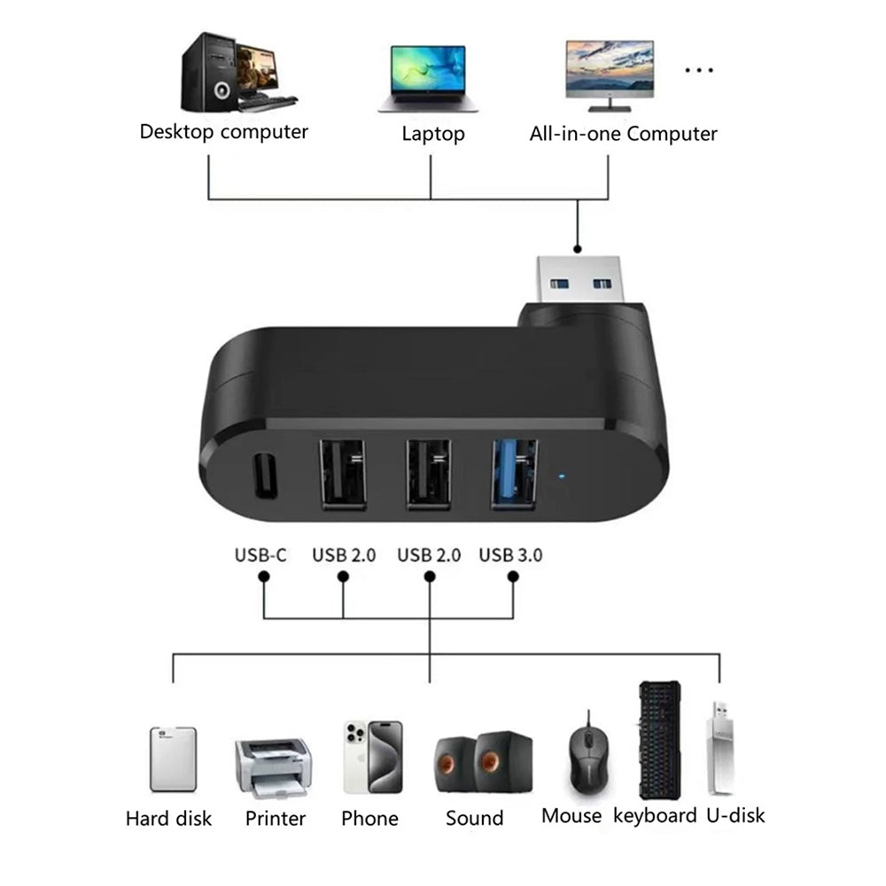 USB Hub Techsuit H17 SplitterNode, 4v1, Čierny