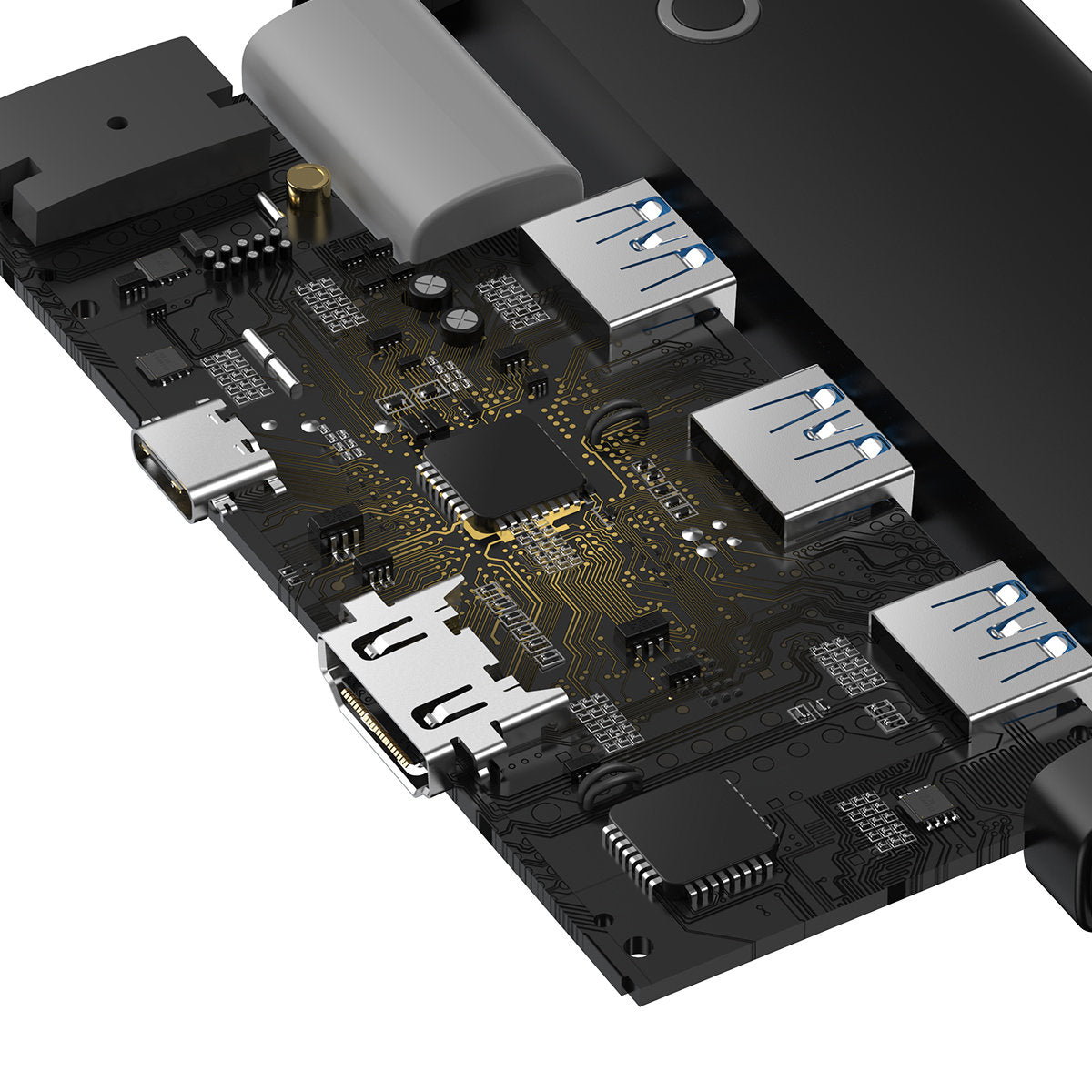 USB-C Hub Baseus Lite, 3 x USB-A 3.0 - USB-C - HDMI, Čierny WKQX040001