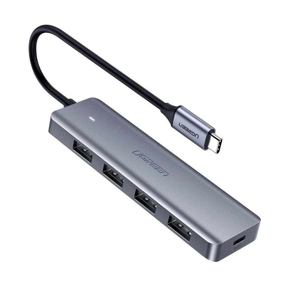 Hub USB-C UGREEN CM219, 4 x USB-A 3.0 - 1 x USB-C, Sivý