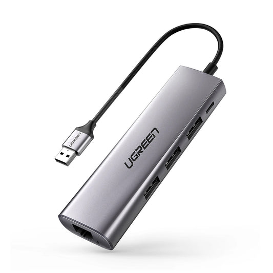 USB Hub UGREEN CM266, 3 x USB-A 3.0 - 1 x RJ45, Grey