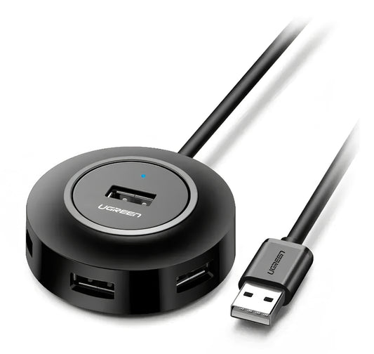 Rozbočovač USB UGREEN CR106, 4 x USB-A, 1 m, čierny