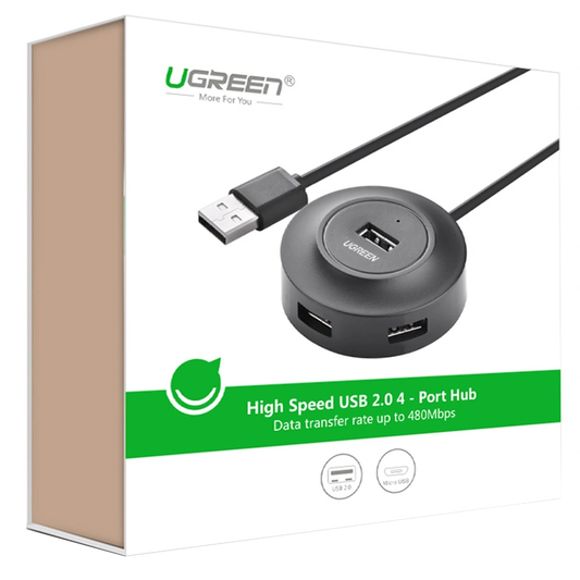 Rozbočovač USB UGREEN CR106, 4 x USB-A, 1 m, čierny