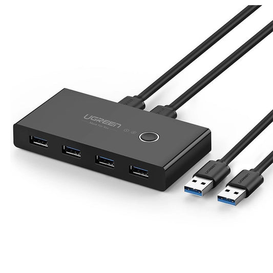 Rozbočovač USB UGREEN US216 Prepínacia skrinka na dve zdieľania, 4 x USB-A 3.0, čierna