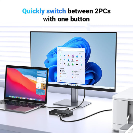 Rozbočovač USB UGREEN US216 Two Sharing Switch Box, 4 x USB-A, čierny