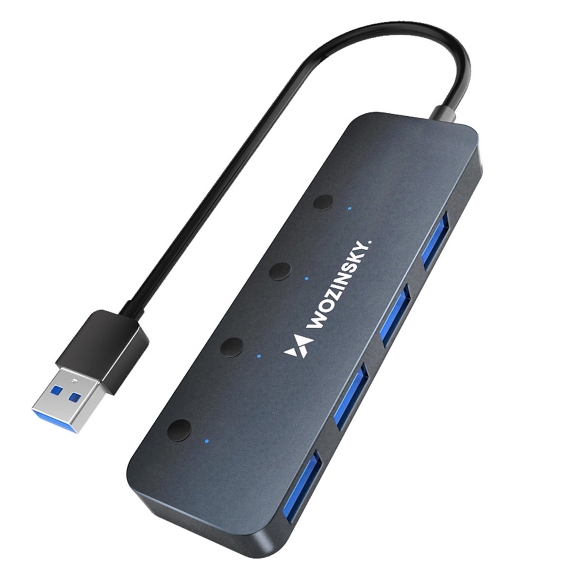 USB hub WZK WHS080YSS, 4 x USB-A 3.0, Sivý