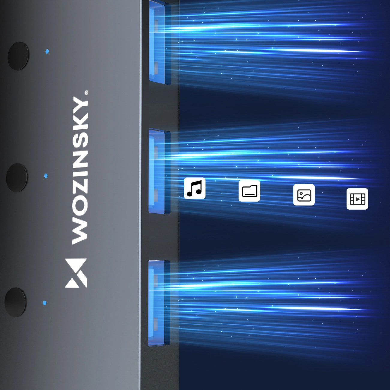 USB hub WZK WHS080YSS, 4 x USB-A 3.0, Sivý