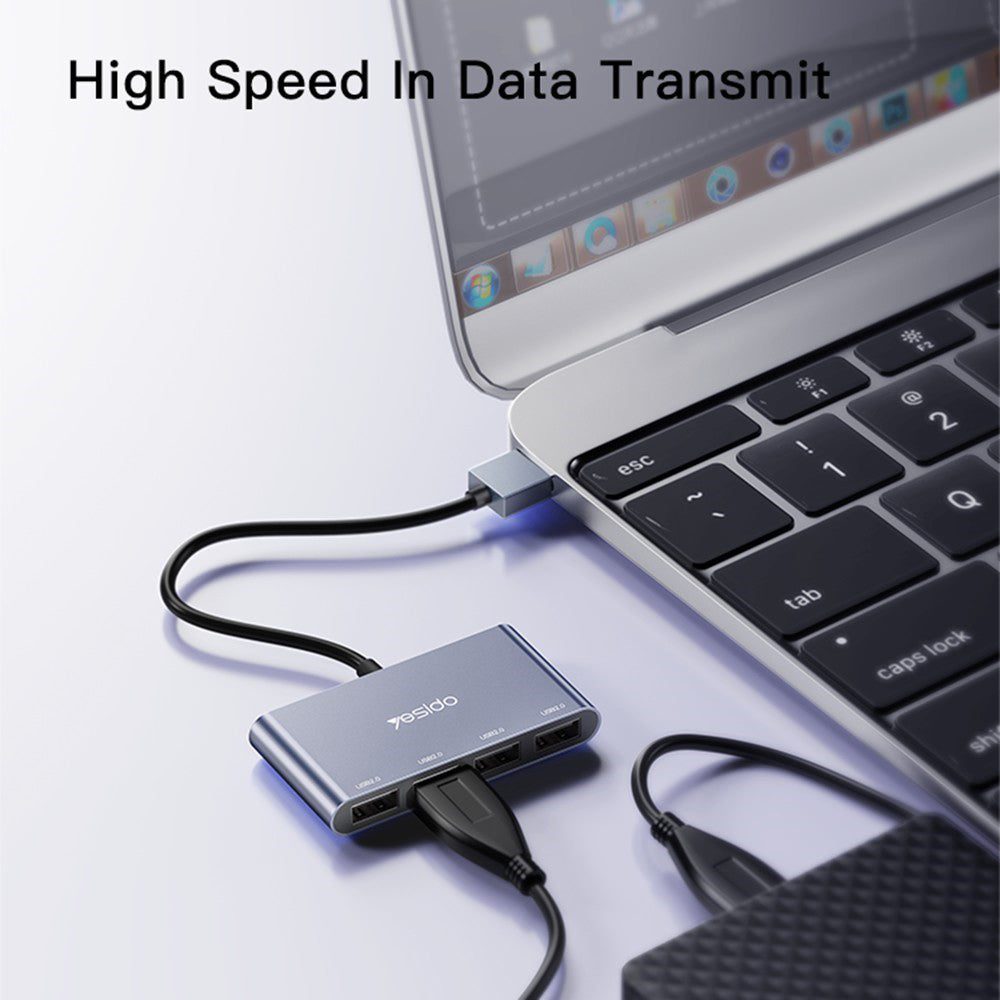USB hub Yesido HB12, 4v1, Sivý