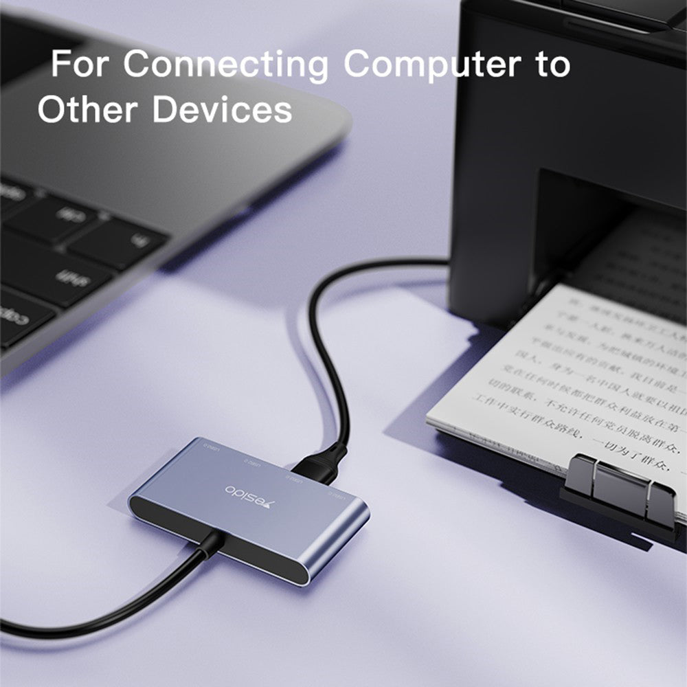 USB hub Yesido HB12, 4v1, Sivý