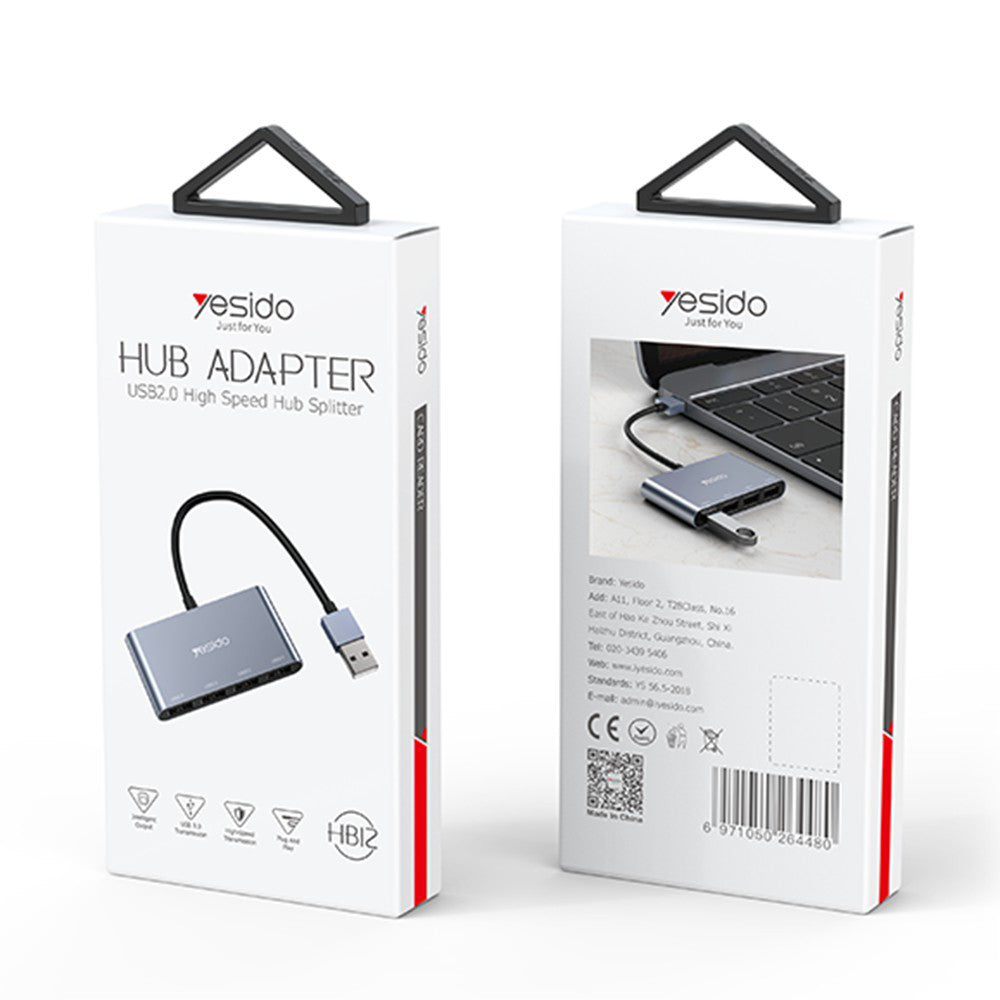 USB hub Yesido HB12, 4v1, Sivý