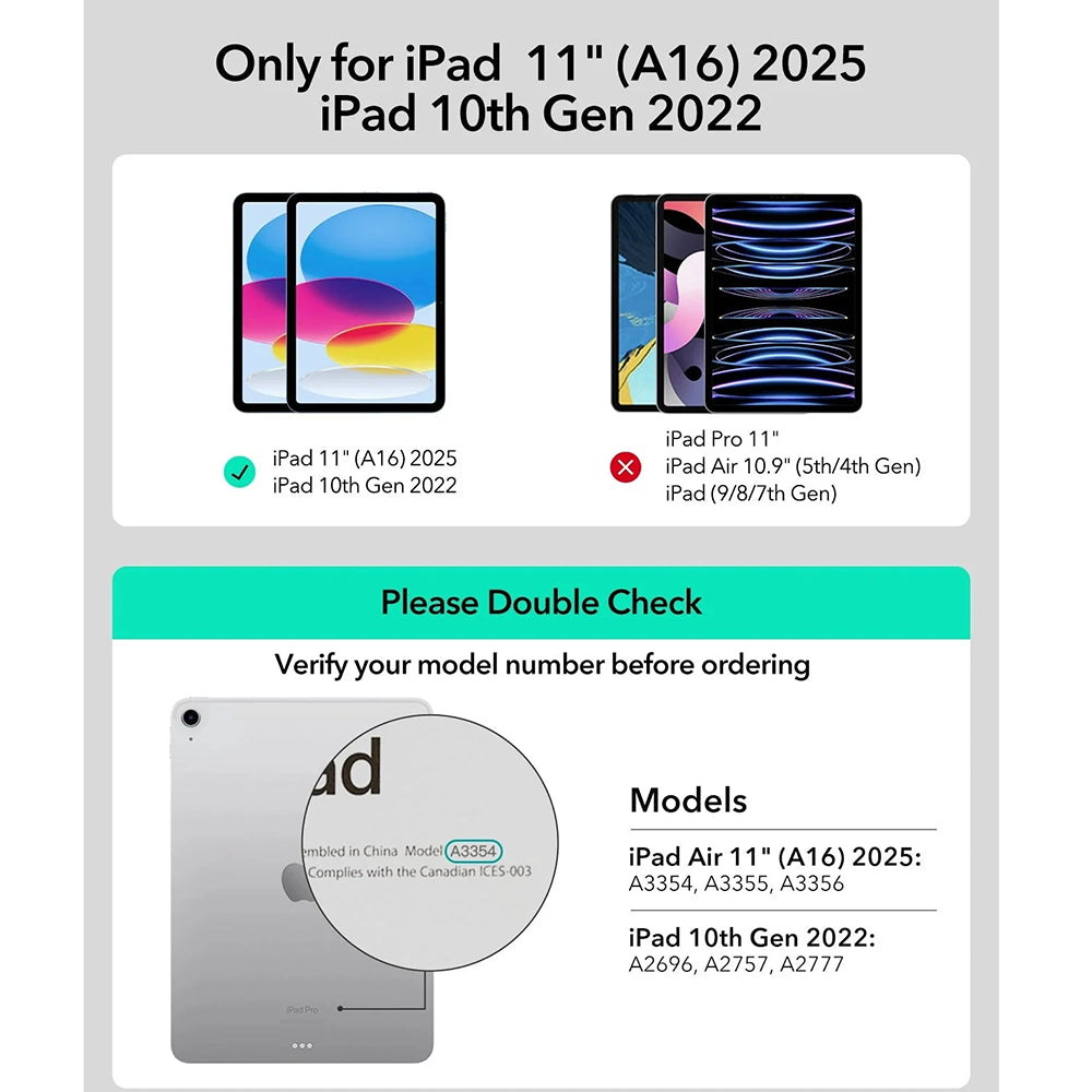 Puzdro s klávesnicou pre Apple iPad (2025) / (2022), ESR, Rebound, Biela