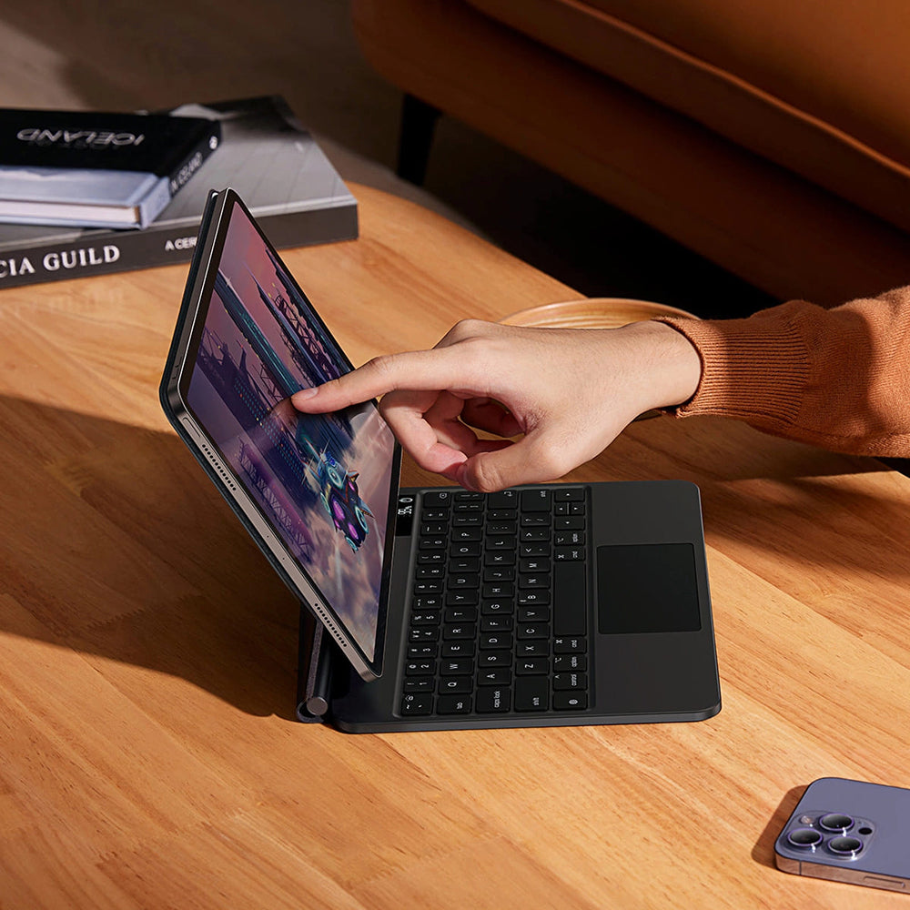 Puzdro s klávesnicou pre Apple iPad Pro 12.9 (2022) / Pro 12.9 (2021) / Pro 12.9 (2020) / Pro 12.9 (2018), Baseus, Brilliance, Sivé