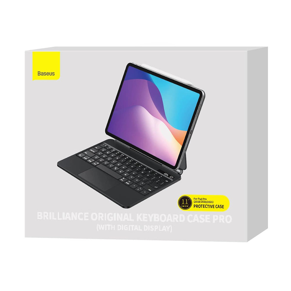 Puzdro s klávesnicou pre Apple iPad Pro 12.9 (2022) / Pro 12.9 (2021) / Pro 12.9 (2020) / Pro 12.9 (2018), Baseus, Brilliance, Sivé
