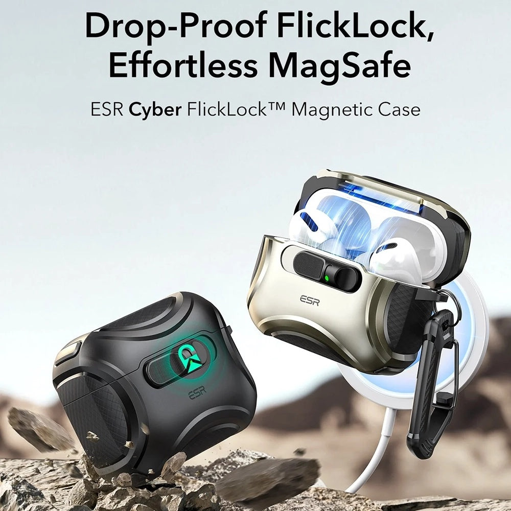 Puzdro ESR Cyber FlickLock pre Apple AirPods Pro 3, Sivé