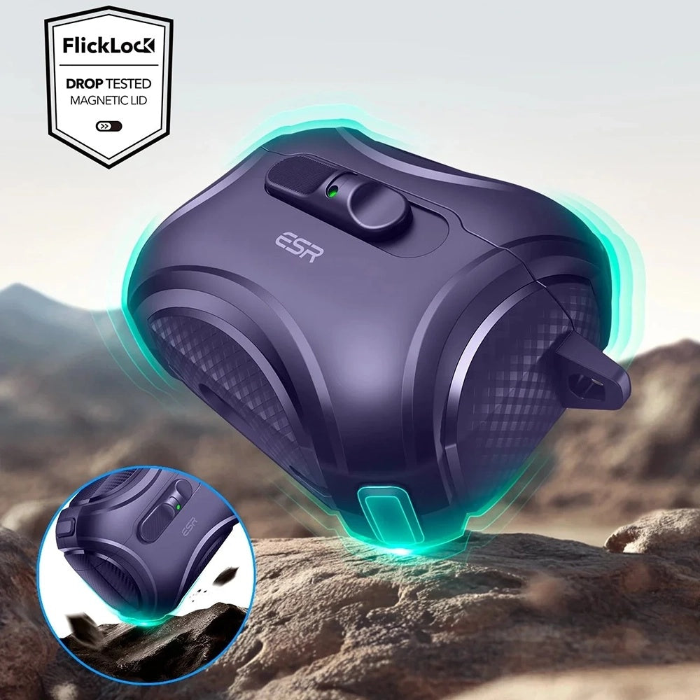 Puzdro ESR Cyber FlickLock pre Apple AirPods Pro 3, Fialové