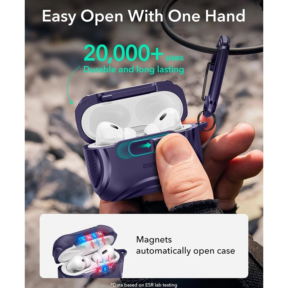 Puzdro ESR Cyber FlickLock pre Apple AirPods Pro 3, Fialové