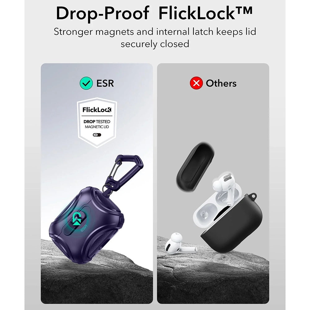 Puzdro ESR Cyber FlickLock pre Apple AirPods Pro 3, Fialové