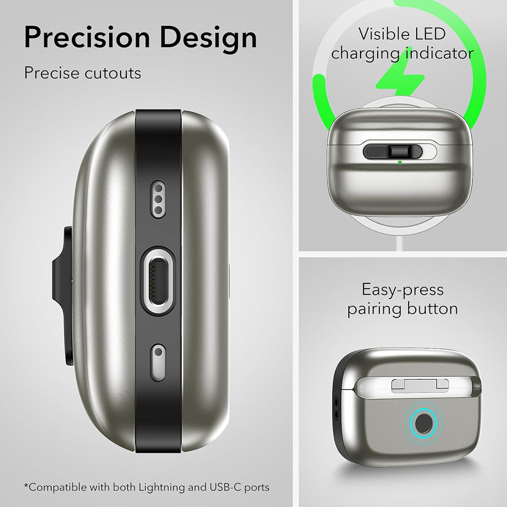Puzdro ESR Pulse pre Apple AirPods Pro Series, Sivé