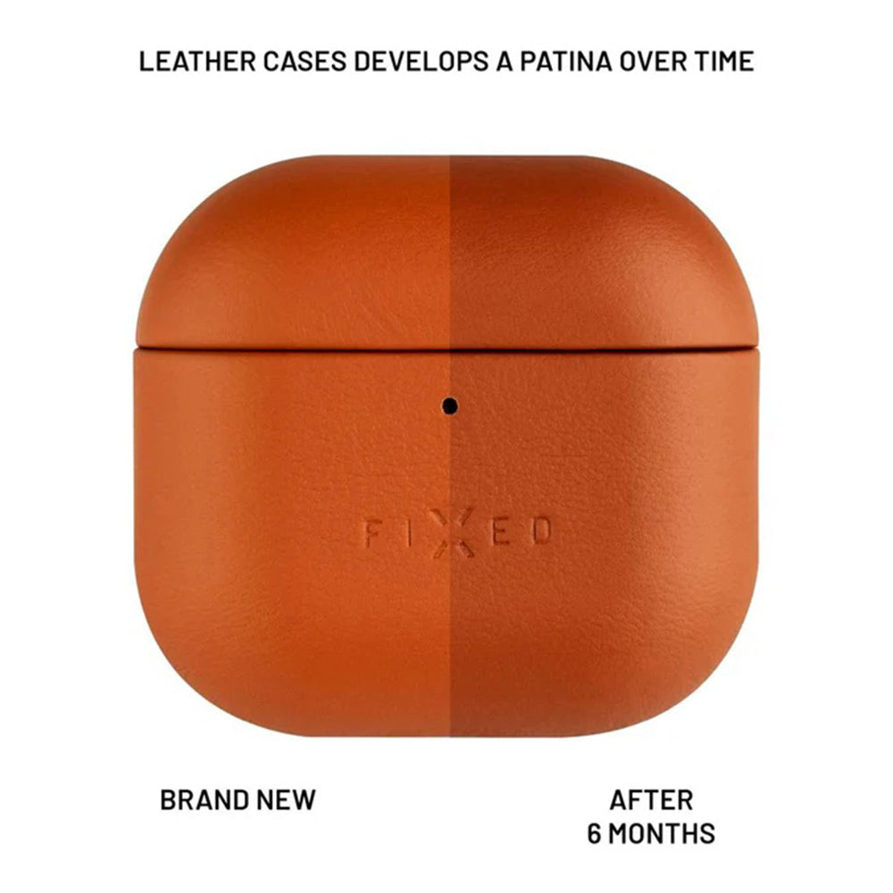 Puzdro Fixed PodsLeather pre Apple AirPods 4, Hnedé