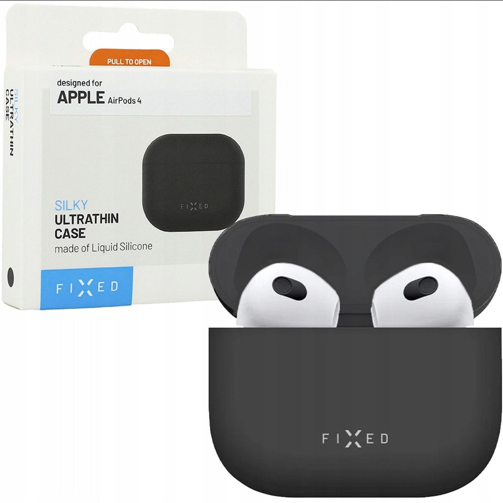 Puzdro Fixed Silky pre Apple AirPods 4, Čierne