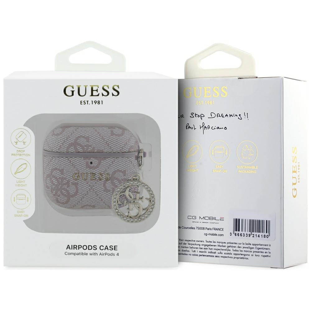 Puzdro Guess 4G Strass Charm pre Apple AirPods 4, Ružové