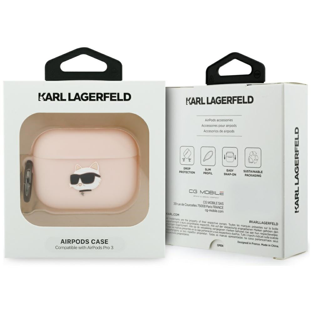 Puzdro Karl Lagerfeld Silicone Choupette's Head 3D pre Apple AirPods Pro 3, Ružové