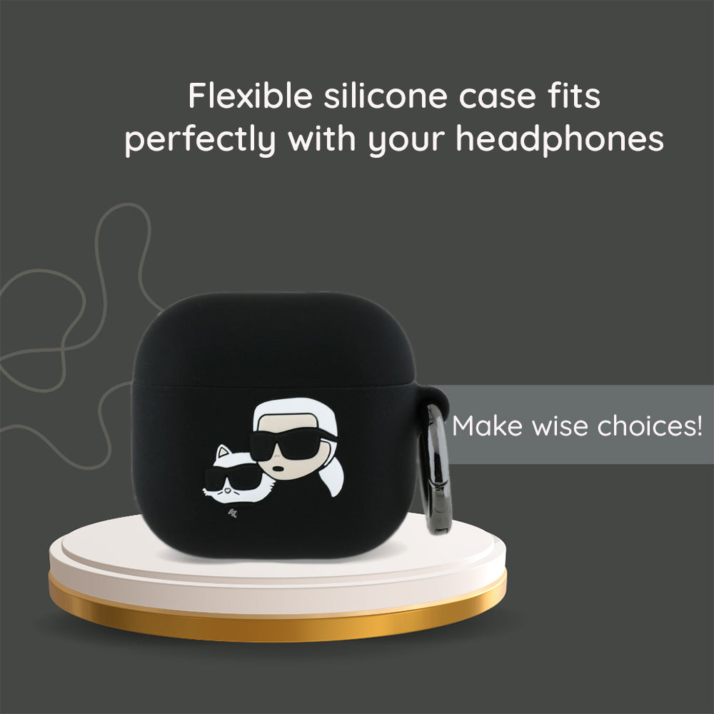 Puzdro Karl Lagerfeld 3D Karl's Head pre Apple AirPods 4, Čierne