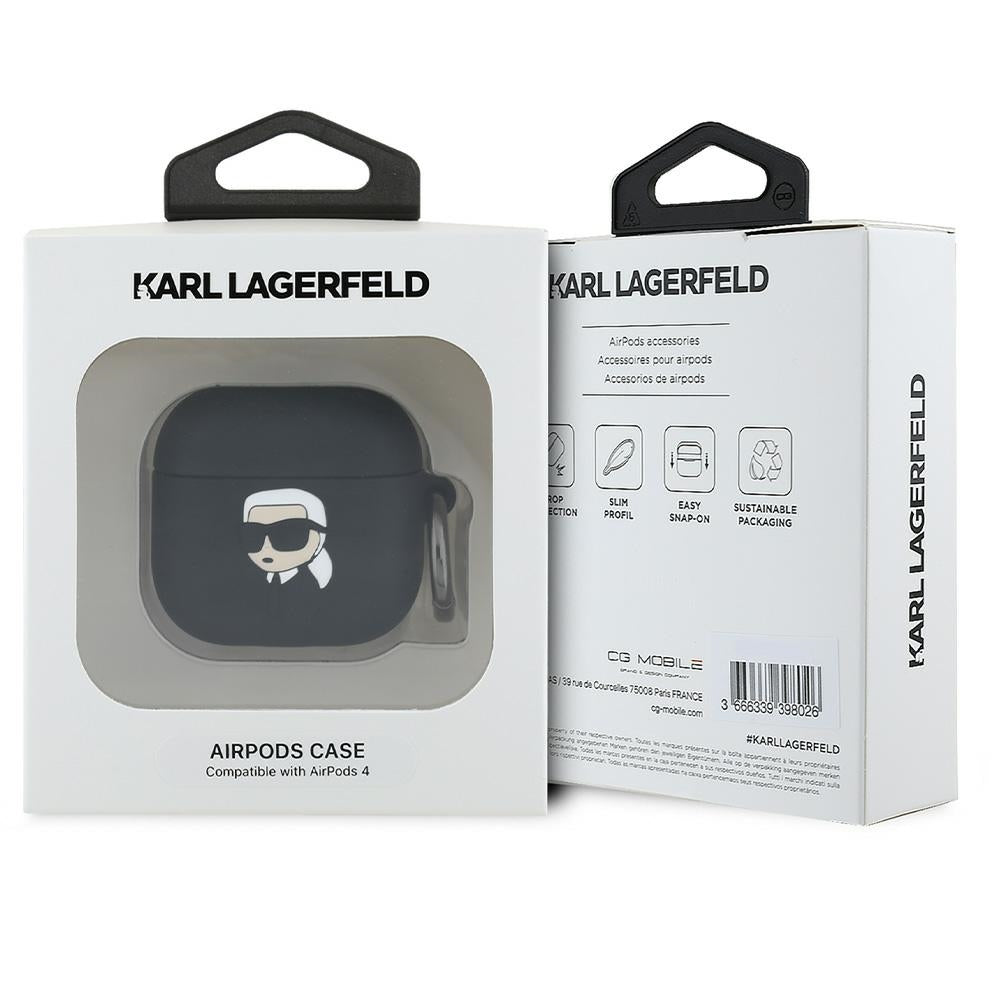 Puzdro Karl Lagerfeld 3D Karl's Head pre Apple AirPods 4, Čierne