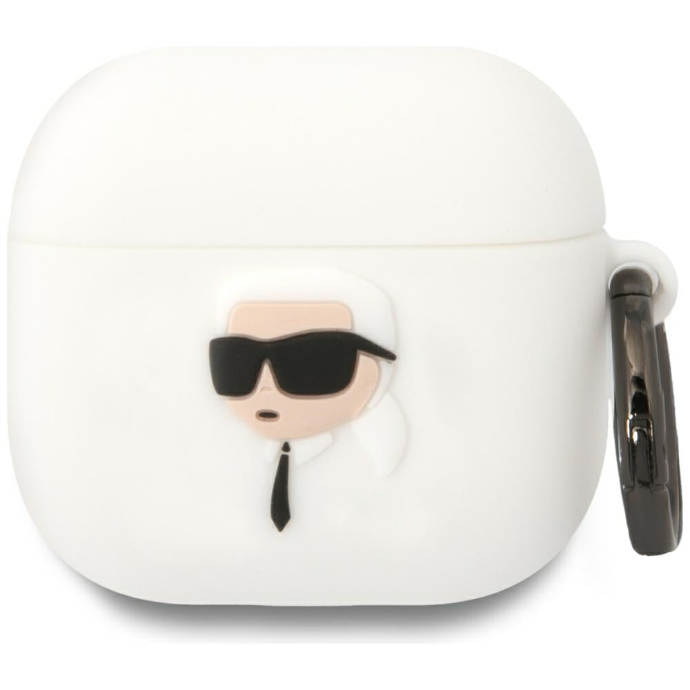 Puzdro Karl Lagerfeld 3D NFT Karl's Head pre Apple AirPods 4, Biela