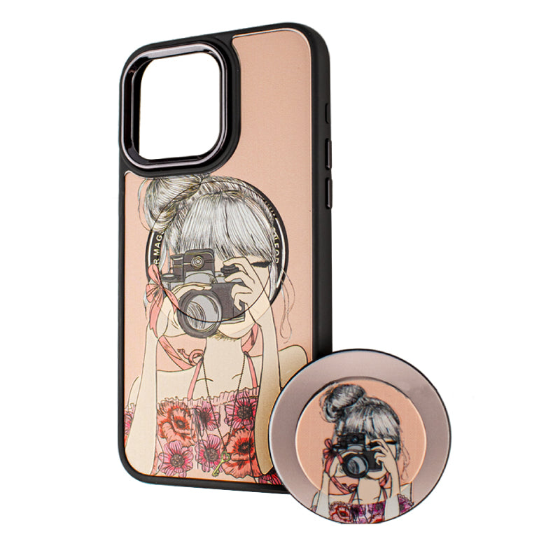 MagSafe puzdro pre Apple iPhone 14 Pro Max, BOTER, MagPopsocket Photo Girl, viacfarebné