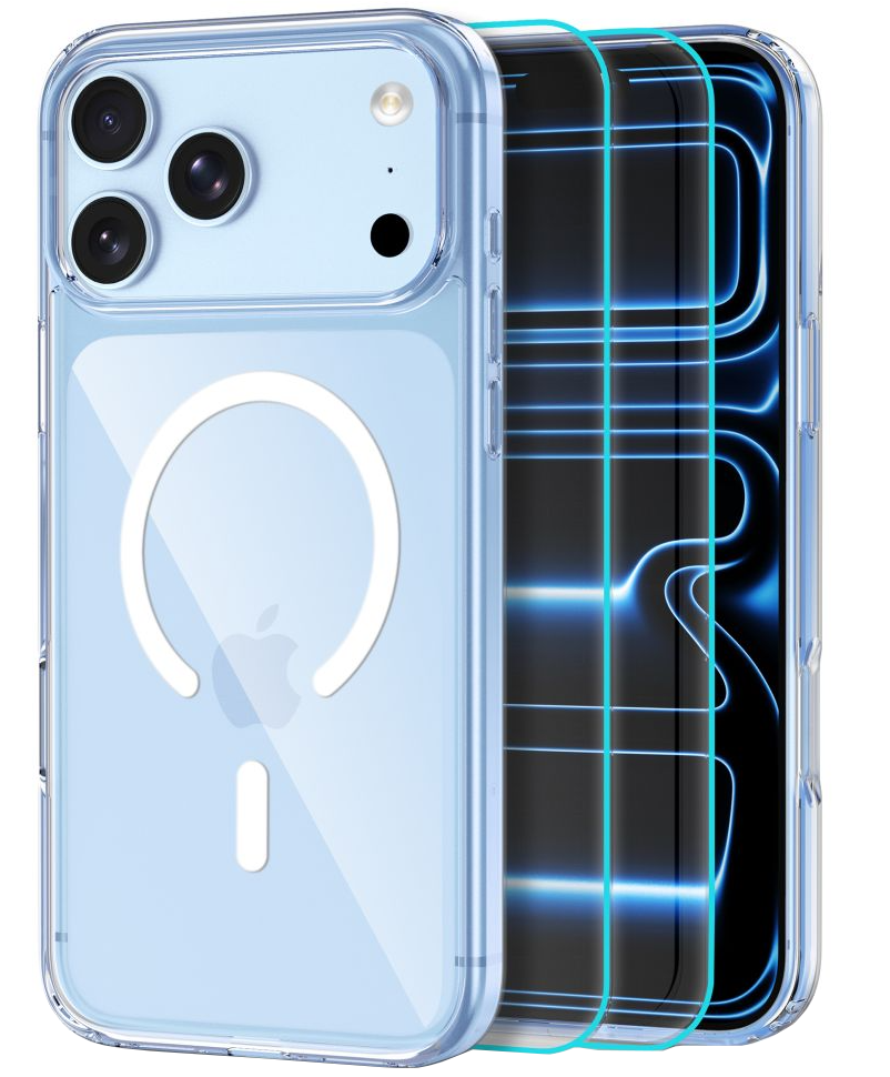MagSafe puzdro pre Apple iPhone 18 Pro / 17 Pro, Tech-Protect, Flexair Hybrid s ochranným sklom, priehľadné