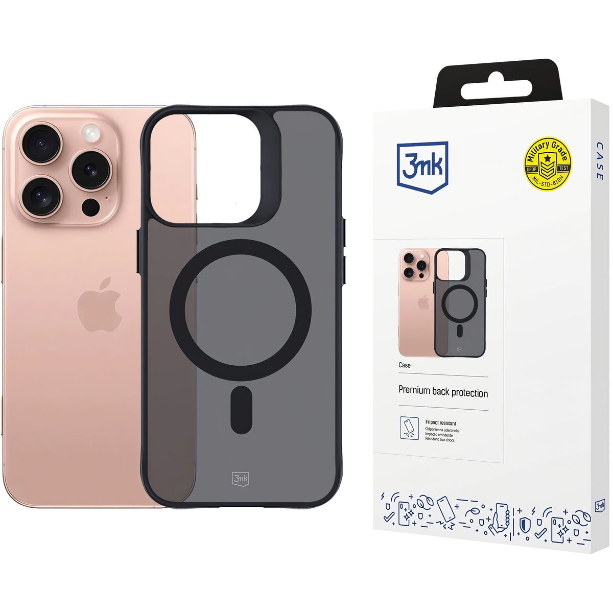 Puzdro MagSafe pre Apple iPhone 16 Pro Max, 3MK, dymové puzdro MagCase, čierne
