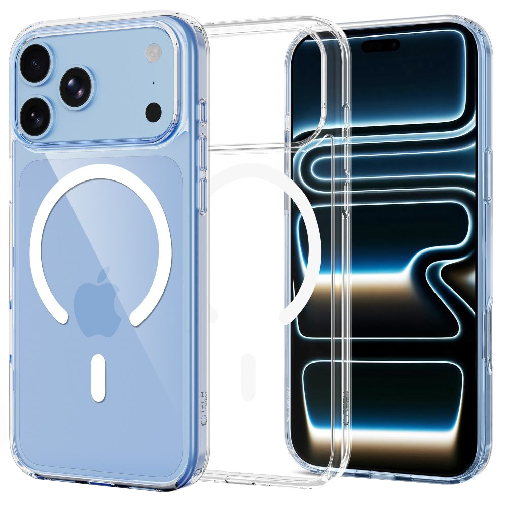 MagSafe puzdro pre Apple iPhone 18 Pro / 17 Pro, Tech-Protect, Flexair Hybrid s ochranným sklom, priehľadné