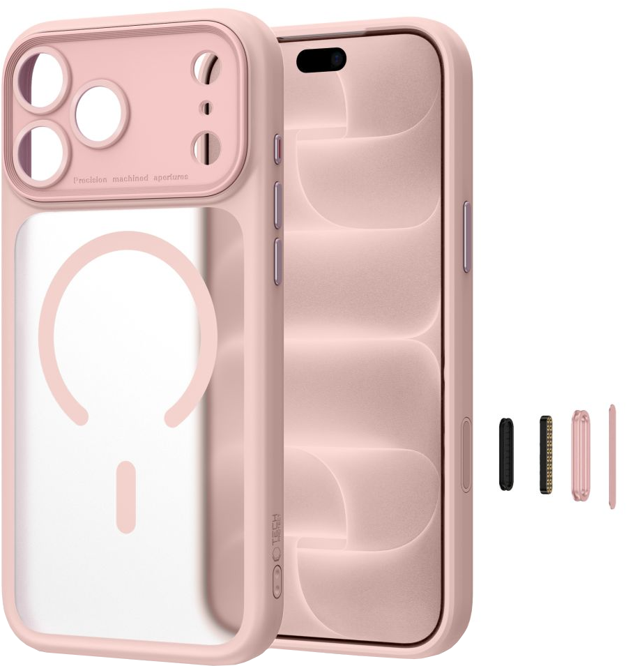 Puzdro MagSafe pre Apple iPhone 18 Pro / 17 Pro, Tech-Protect, MagPeak CC, matná ružová