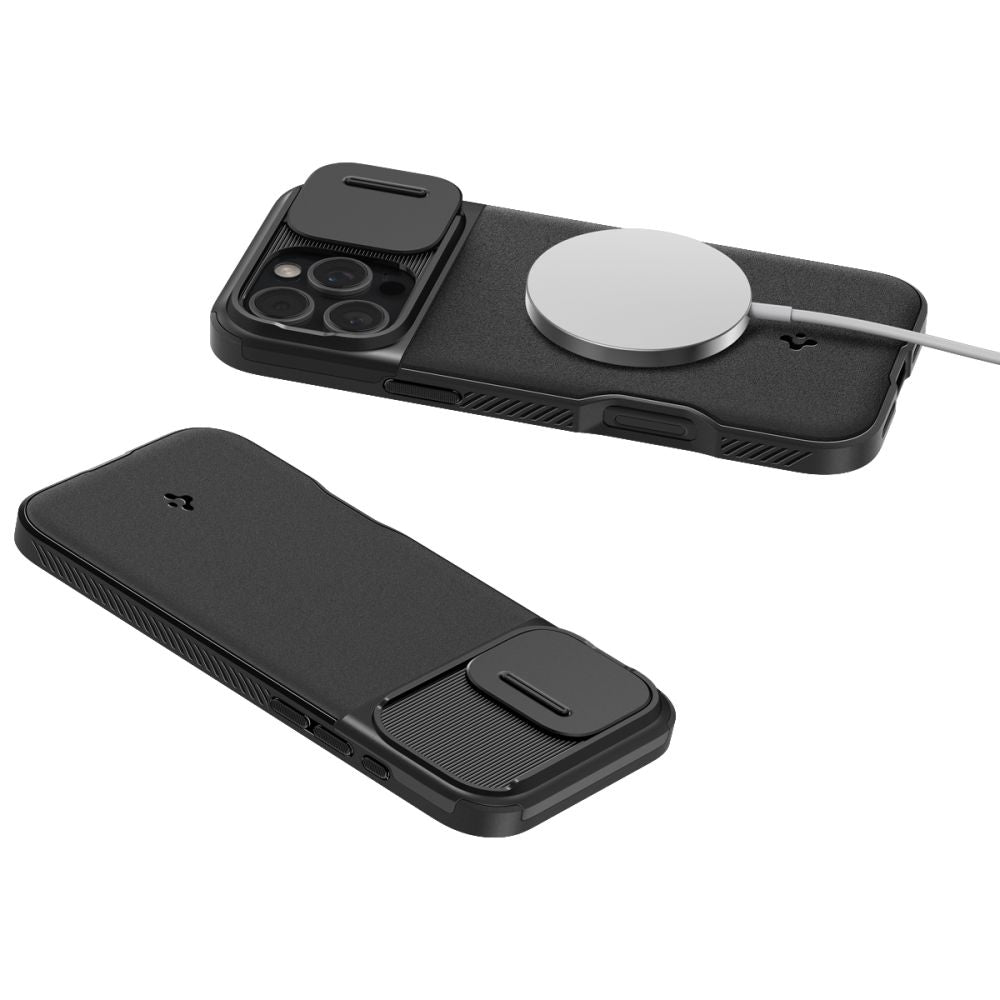Puzdro MagSafe pre Apple iPhone 16 Pro, Spigen, OPTIK ARMOR, čierne ACS08149