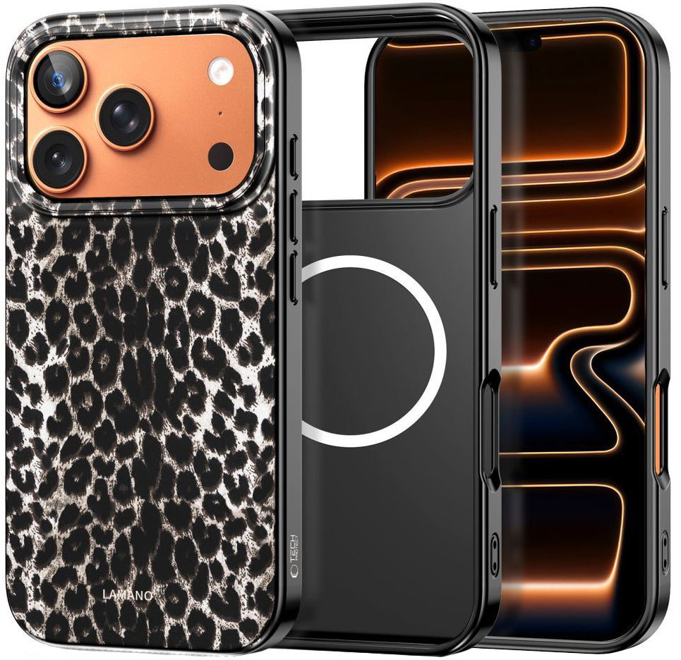 Puzdro MagSafe pre Apple iPhone 17 Pro Max, Tech-Protect, Lamano Leopard, Čierne