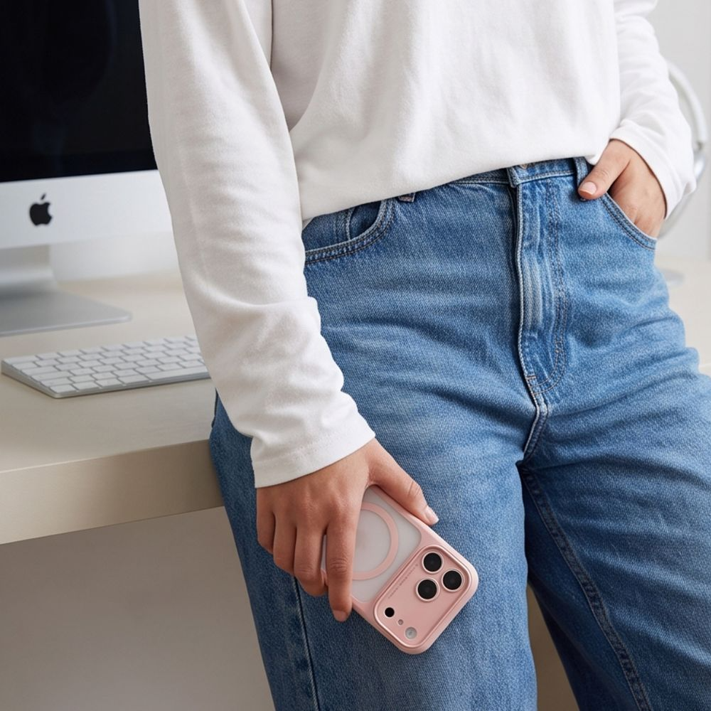 Puzdro MagSafe pre Apple iPhone 18 Pro / 17 Pro, Tech-Protect, MagPeak CC, matná ružová