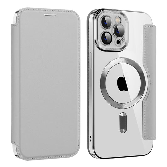 MagSafe puzdro pre Apple iPhone 12 Pro, Techsuit, SmartMag Book, Sivá