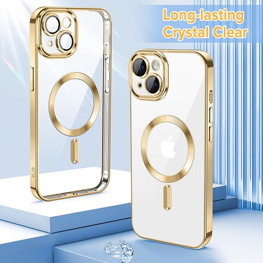 MagSafe puzdro pre Apple iPhone 13, Techsuit, Luxury Crystal, Zlaté