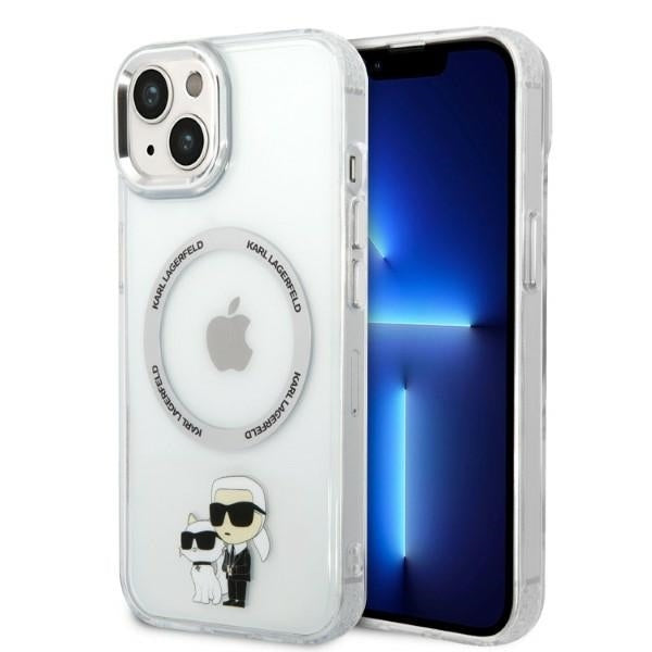 Puzdro MagSafe pre Apple iPhone 14 Plus, Karl Lagerfeld, Ikonik Karl & Choupette, Transparentné