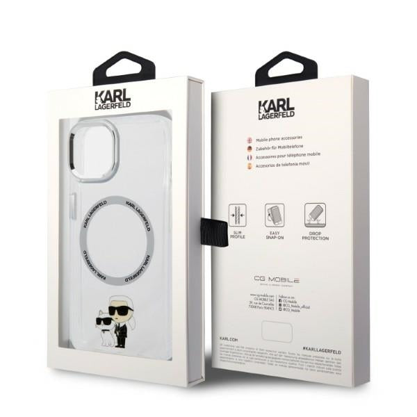 Puzdro MagSafe pre Apple iPhone 14 Plus, Karl Lagerfeld, Ikonik Karl & Choupette, Transparentné