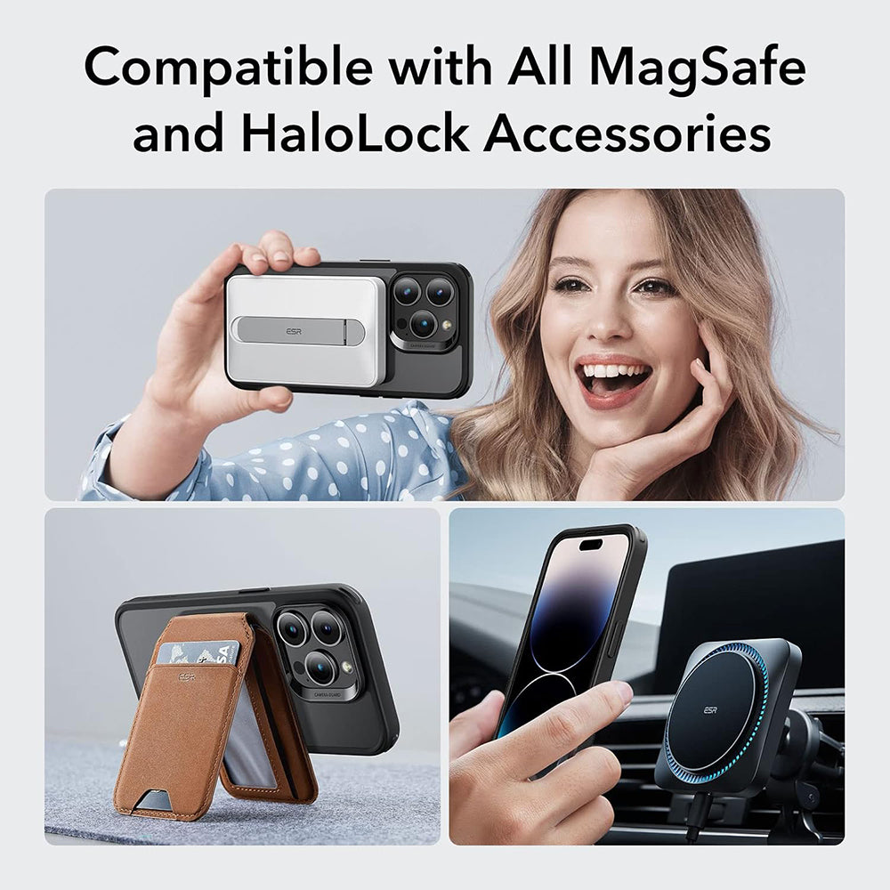 MagSafe puzdro pre Apple iPhone 14 Pro, ESR, Classic Hybrid, Čierna saténová