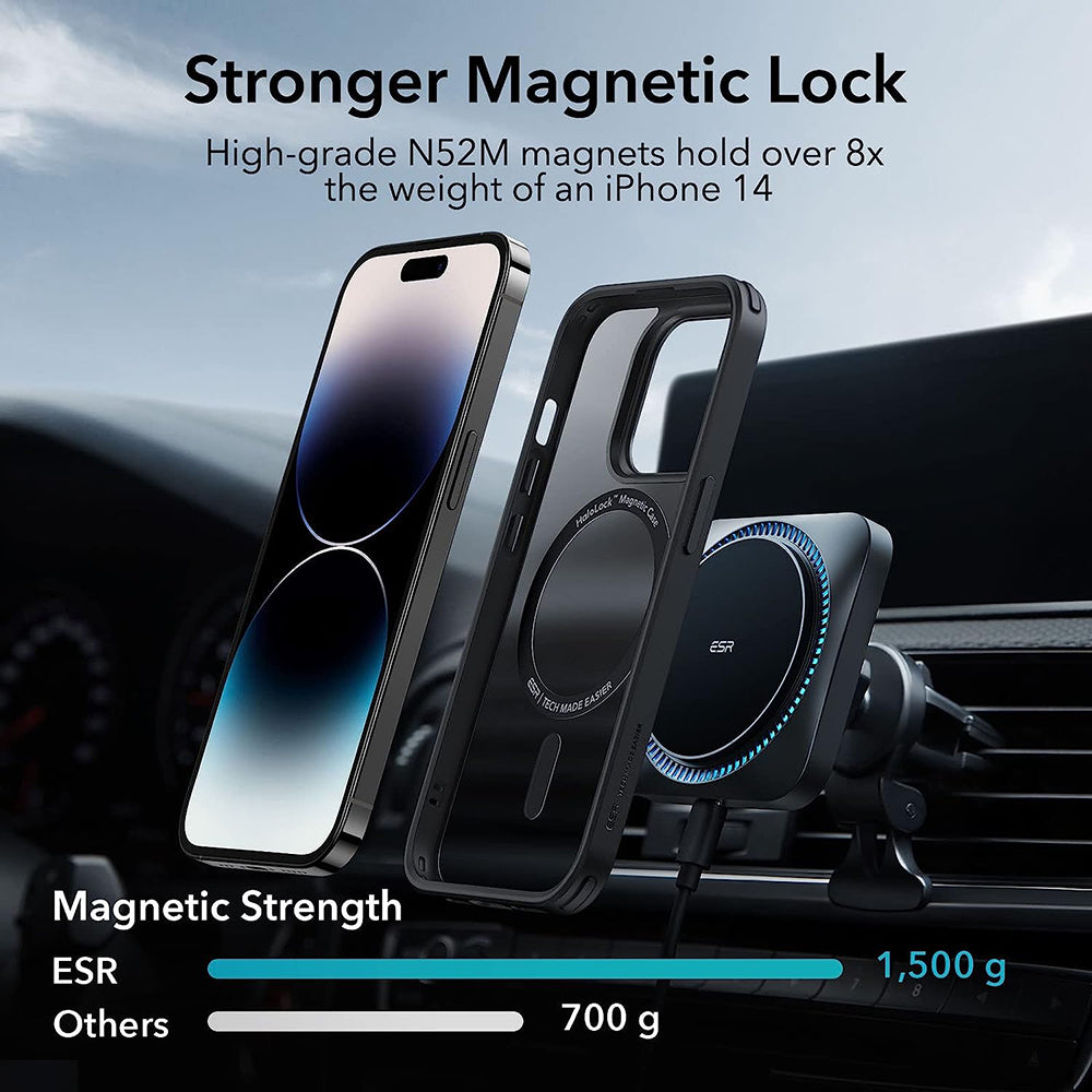 MagSafe puzdro pre Apple iPhone 14 Pro, ESR, Classic Hybrid, Čierna saténová