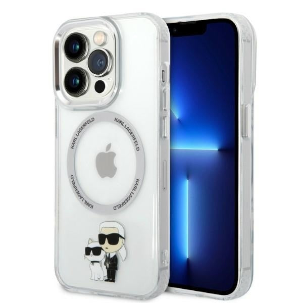 Puzdro MagSafe pre Apple iPhone 14 Pro, Karl Lagerfeld, Ikonik Karl & Choupette, Transparentné