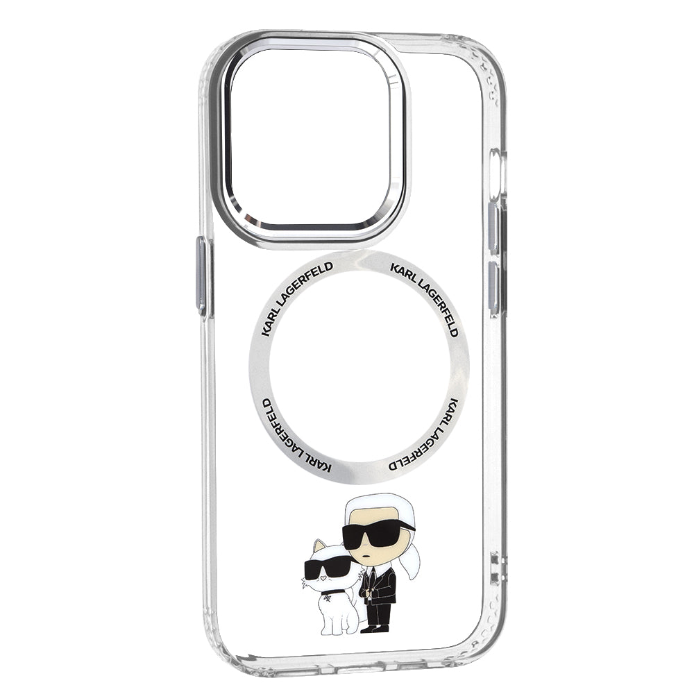 Puzdro MagSafe pre Apple iPhone 14 Pro, Karl Lagerfeld, Ikonik Karl & Choupette, Transparentné