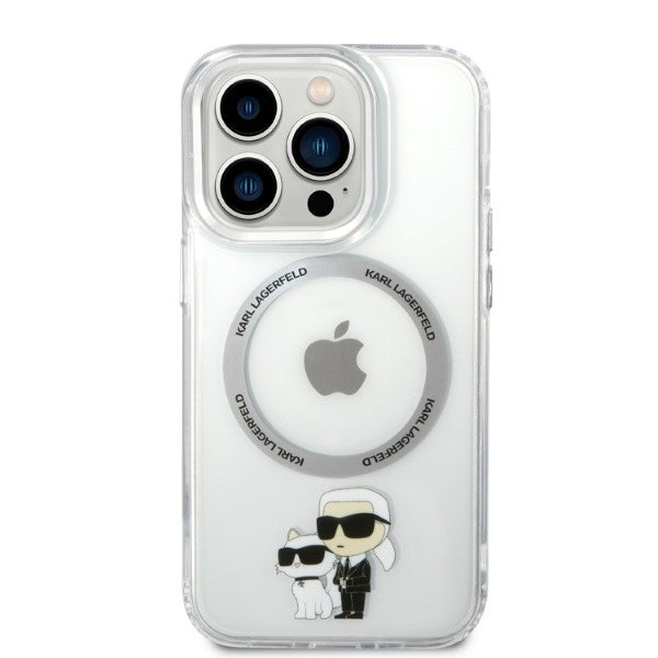 Puzdro MagSafe pre Apple iPhone 14 Pro, Karl Lagerfeld, Ikonik Karl & Choupette, Transparentné