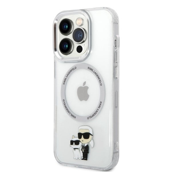 Puzdro MagSafe pre Apple iPhone 14 Pro, Karl Lagerfeld, Ikonik Karl & Choupette, Transparentné