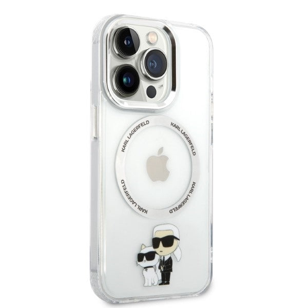 Puzdro MagSafe pre Apple iPhone 14 Pro, Karl Lagerfeld, Ikonik Karl & Choupette, Transparentné