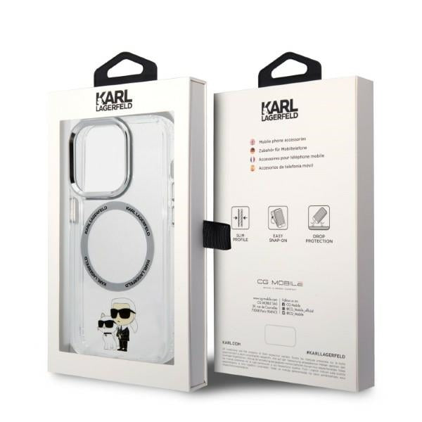 Puzdro MagSafe pre Apple iPhone 14 Pro, Karl Lagerfeld, Ikonik Karl & Choupette, Transparentné